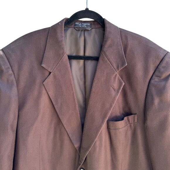 Bert Pulitzer Signature Collection Vintage Mens Brown Pure Silk Blazer Jacket 46 - Picture 10 of 10